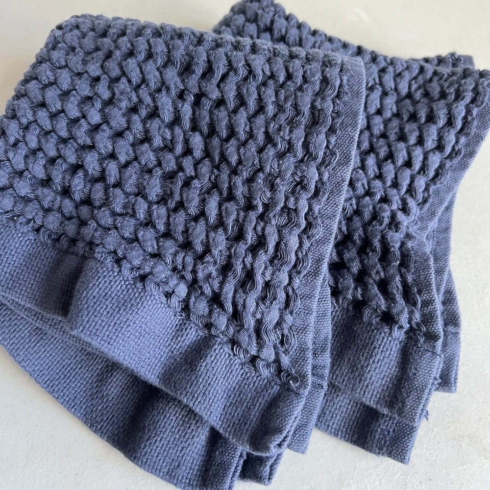 New Hotel Collection Innovations Textured Waffle Wash Towel Set of 2 Blue - Picture 6 of 7